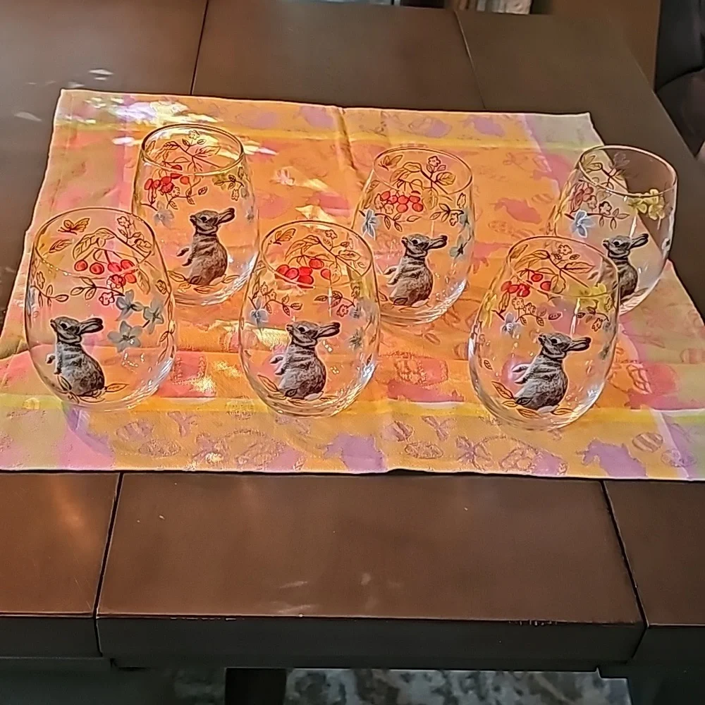 Pier 1 Simon the Bunny Stemless Wine/Water Glasses - Picture 7 of 7